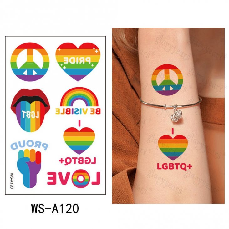 Prideoutlet Temporary Tattoos Rainbow Pride Temporary Tattoo Pack A120 2185